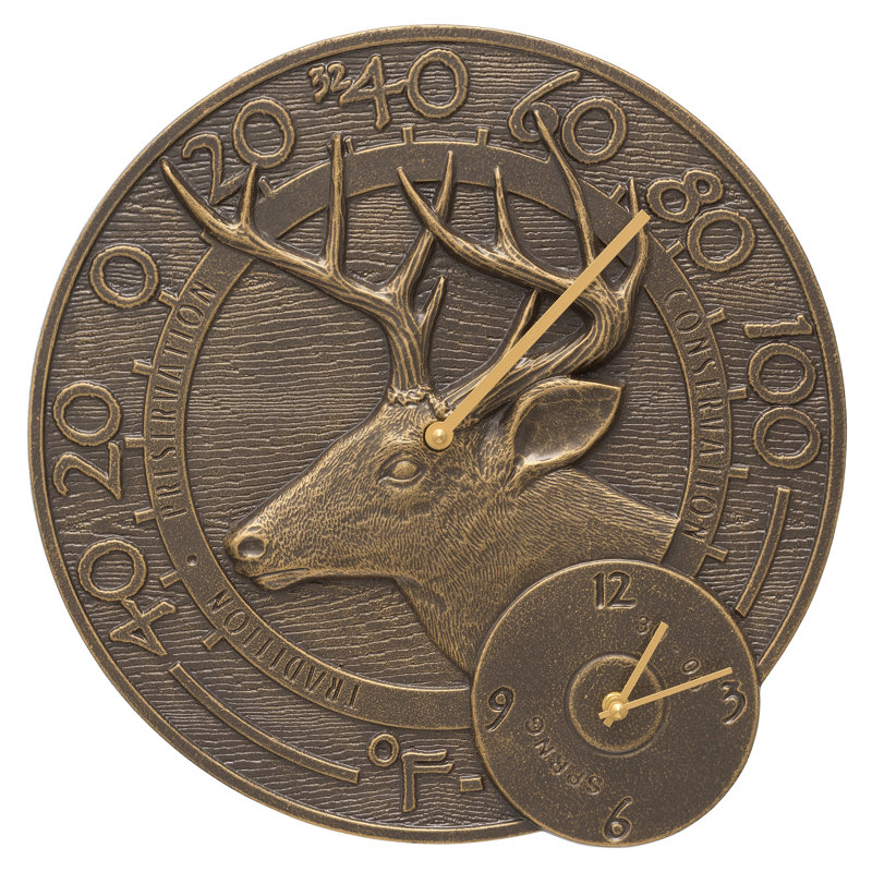 Whitehall Products Whitetail Deer 14" Indoor/Outdoor Thermometer Wall